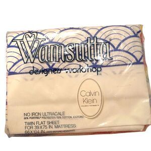 Vintage Calvin Klein For Wamsutta Clouds Twin‎ Flat Sheet NIP Designer Workshop
